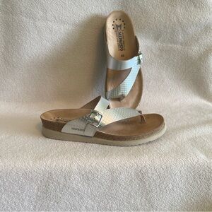 Mephisto Hellen Metallic Leather Thong Sandals Comfort Cork Footbed EU 40/ US 10